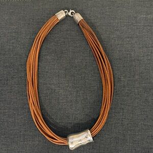 Silpada "Primal" Sterling Silver & Multi-Strand Leather Choker (Retired)